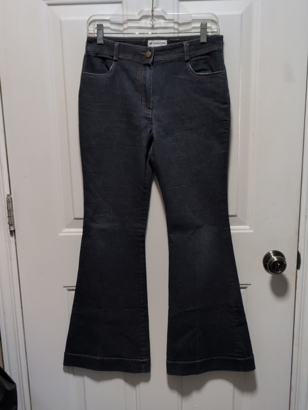 JM Collection charcoal flared wide-leg jeans